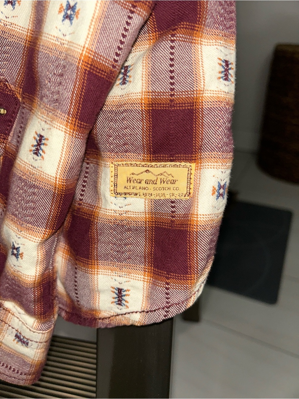 Scotch & Soda Burgundy and Cream Plaid Button-Down Shirt - Picture 3 of 5